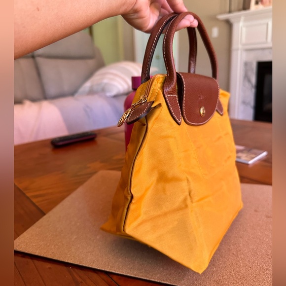 LongChamp LePliage Mini HandBag, Yellow/Brown, VGUC - Picture 2 of 11